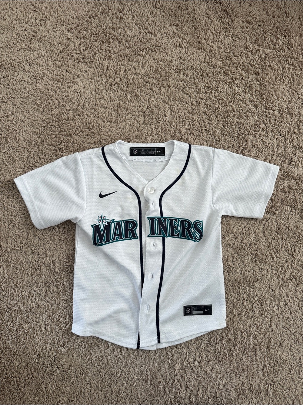 Nike White & Navy Seattle Mariners Kids Baseball Jersey